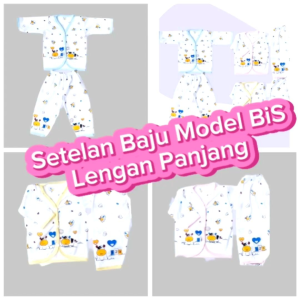 Baju Setelan Bayi Newborn Bordir Warna Full Print Lengan Panjang BIS