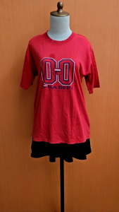 atasan kaos wanita pria merah FILA cewek cowok M L lengan pendek santai minus