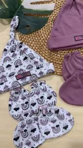 3 Set Topi Kupluk Sartaki Sarung Tangan dan Sarung Kaki 0-3 Bulan Bahan Lembut Tebal New Born Bayi Baru Lahir