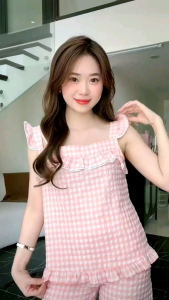 [BunnySky] Quần áo nữ Đồ bộ mặc nhà hè mẫu quần đùi áo 2 dây xinh xắn