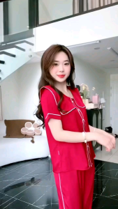 Quần áo nữ mặc nhà cao cấp (Bunnysky) đồ bộ thiết kế chất liệu lụa vân gỗ vải đẹp lên fom dáng chuẩn