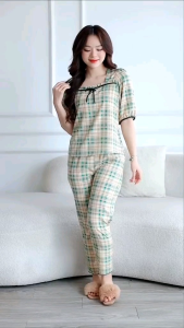 QUẦN ÁO NỮ [Bunnysky] Đồ bộ mặc nhà thoải mái mặc sau sinh cổ vuông vải lụa mềm mịn