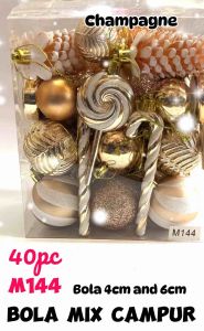 Bola Hias Natal Mix Campur 4cm 6cm (M144 40pc) (M145 28pc) | Bola Hias Pohon Natal Metalik | Aksesoris Natal | Christmas Ornaments | Mainan Bola Natal | Gantungan Pohon Natal