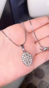 KALUNG TITANIUM SILVER 45CM MERIA BULAT PERMATA ANTI LUNTUR