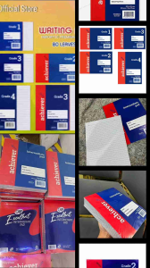 10 PadsGrade 1-4 paper Achiever  - 100 Sheets - Blue Cover - White Label - For School Use - Stacked on Floor