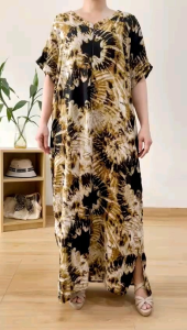 ●ECLAIRE● 003 Dress Maksi Maxi Loose oversize bigsize jumbo busui friendly Lengan Pendek Shortsleeves Motif Abstrak Tiedye Dailywear Homewear Import gioim