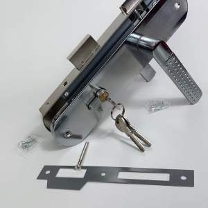 kunci Pintu Netz Hendel Besar Full Set 25 Cm Netz Kotak Bintik Silver Silinder Kumplit Satu set kunci Handle SetKunci Pintu Gagang / kunci pintu besar 25 cm komplit silver"