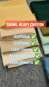 🔥FAST SHIP🚚💓Buy3 Free1🔥 SHAWL HEAVY CHIFFON - Borong Shawl! Baby Seam! Ala Keknis! Flowwy & Easy To Shape!