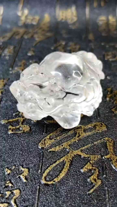 Natural Precious White Quartz Crystal Dragon Turtle Carved Ornament DT10