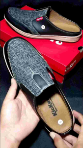Sepatu sandal slop kulit canvas bustong slop slip on santai murah berkualitas produk terbaik