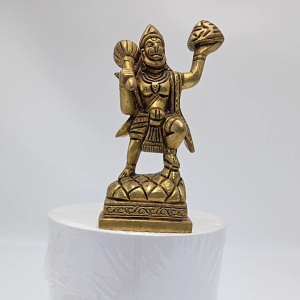 Brass Lord Mahabali Hanuman with Sanjeevani mountain Showpiece Statue Figurine 10 cm st663