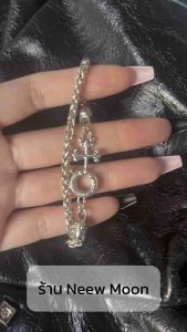 ส่งไว | เงินแท้กำไลข้อมือเท่ๆ สไตล์ chrome heart เรโทร พังก์ สไตล์โกธิค วินเทจ