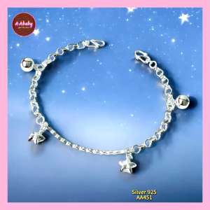 🌈AAbaby Galleries AA451 Original Baby 925 Silver Anklet Bracelet Star Smile 微笑 Rantai Kaki/Tangan/Gelang Bayi