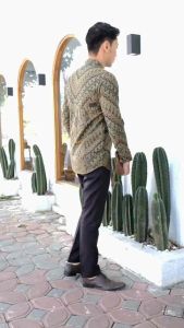 KEMEJA BATIK PRIA WARNA SAGE SIMFITT FULL FURING BAHAN KATUN