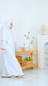 Gamis Putih Hitam Anak Perempuan Faza Set Hijab Baju Muslim Anak Remaja Long Dress