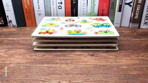 Đồ chơi xếp hình Bảng núm gỗ nhiều chủ đề bảng ghép hình núm gỗ động vật trái cây chữ số giáo dục sớm phát triển trí tuệ cho trẻ