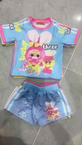 11-43kg labubu+capypara- baby three -  bộ đùi bé gái- Thun lạnh 3D bao đẹp mềm mịn mát!! 110