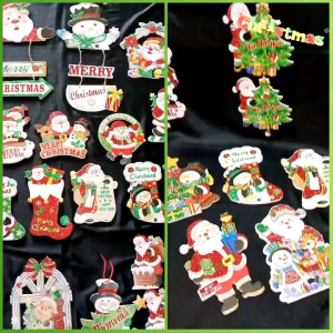 Dekorasi Natal Karton Busa & Gantungan Hiasan Natal Glitter 3D