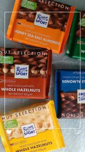 Ritter Sport Chocolate Bar 100g ช็อกโกแลตรูปทรงสี่เหลี่ยมจัตุรัส จากเยอรมนี มีหลากหลายรสให้เลือก