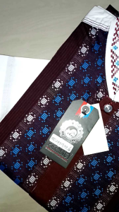 SumberRejekiJeans Baju Koko Pria Warna Coklat Biru Abu Lengan Pendek Katun Halus Songket Premacy Art. 739