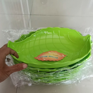 Piring Saji Plastik Semi Melamine Motif Daun 30 cm Tebal