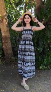 ชุดเดรสสายเดี่ยวาม็อคอกลายช้างเอกลักษณ์ประจำช้างไทย