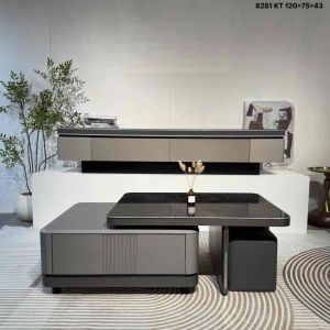 (Hàng nhập khẩu) Bàn trà đôi Sofa phòng khách KANSUI mặt kính cẩm thạch cốt gỗ MDF sang trọng BN-17