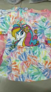 (9-19kg) đầm váy bé gái - sét áo & chân váy (có quần bên trong) thun coton xuất dư loang siêu xinh (701)