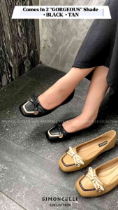 Simoncelli Sepatu Big Size 41-44 Normal Size 36-40 Flatshoes Wanita Kulit Sepatu Flat Kerja Kondangan Kuliah Elegant Import B6091-212