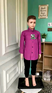 PINK MAGENTA KEMEJA POLOS ANAK LENGAN PANJANG BAHAN KATUN CIGARET KEMEJA ANAK LAKI LAKI USIA 3-13 TAHUN
