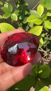เพชร CZ รัสเซีย พลอย 126 กะรัต 1 เม็ด ตัดสำเร็จ เนื้อแข็ง CUBIC ZIRCONIA PEAR  RUBY RED ORANGE COLOR(ความยาว xความกว้าง)25x34 มิล