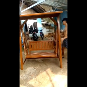 Set kursi bangku ayunan minimalis kayu jati