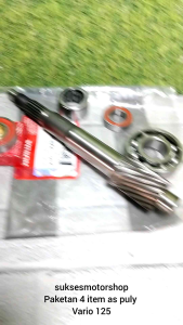 Paketan 4 Item As Puly (KZR) + Bearing 6002 Bak CVT Kuningan + Laha Bambu Set + Bearing 6204 As Puly Honda Vario 125 & 150