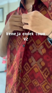 Baju Kemeja Atasan Endek Pria Lengan Pendek