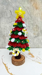 pohon natal mini handmade sudah termasuk lampu kelap kelip