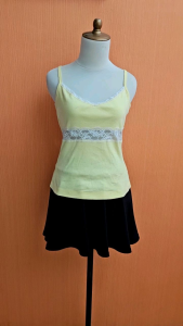 NEW atasan kaos tank top wanita kuning muda pastel GUESS cewek L XL blouse cute santai jumbo