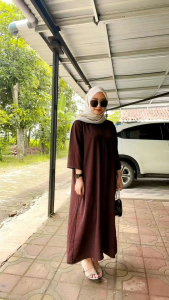 Gamis Cringkle Lengan 3/4 || Gamis Busui Friendly