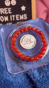Carnelian Natural Stone Bracelet with Certificate 8mm bead size 16cm wrist size