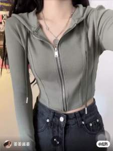 Áo khoát nhẹ tay dài dây kéo kèm nón kèm hình thật phối sọc siêu tôn dáng nhều màu