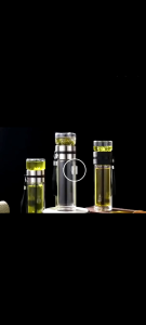 Botol Air Minum Kaca Borosilicate dengan Saringan 400ml / Botol Kaca Tahan Panas dengan Saringan Teh