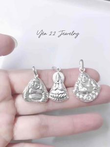 Mặt dây chuyền bạc ta Phật bà quan âm Phật di lặc ( bọng cỡ vừa)