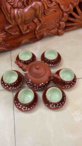 Bộ Ấm Chén Gốm Sứ Hoa Mai Cao Cấp Bộ Bình Trà 1 Ấm 6 Chén 7 Đĩa