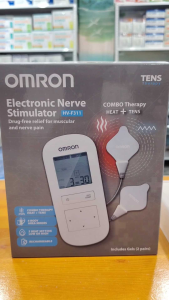 Omron Electronic Nerve Stimulator HV-F311 Drug-free Relief for Muscular and Nerve Pain in Combo Therapy Heat + TENS 3 Body Pain Modes 2 Heat Setting Low High Rechargeable Includes Gel Pads (2 pairs)
