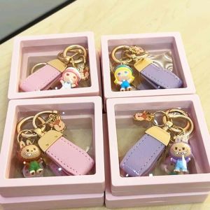 Genuine Pop Mart Fashion Car keychain Labubu the Monster Bag Pendant Cute Hanging Buckle Hanging Chain gift with Box