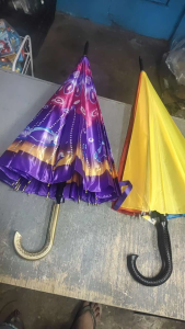 Satin Assorted Design Printed Long Umbrella - Stay Stylish in the Rain!"