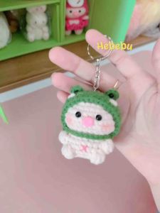 Móc khóa Heo mũ ếch handmade dễ thương - Pig keychain