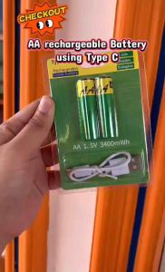 Long-Lasting 1 Set (2 Pcs) 1.5V Li-ion Rechargeable AA Batteries 3400mWh with Type-C Charging Interface