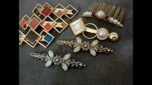 DaVee Vintage Pearl Shiny Gem Hair clip crystal Hairpin headwear