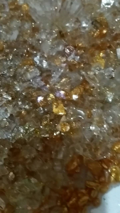 Crushed glass gold reflective and golden brown ref for resin geode arts