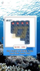 Stop Kontak Colokan 3 Lubang Terminal N63 SAKLAR HITAM MYVO MJ Elektric